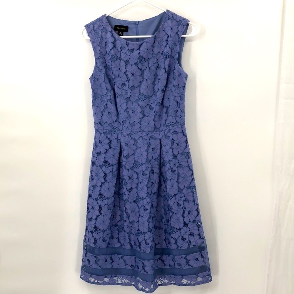 3/$25 AB Studio Sleeveless Dress Size 4 Floral Lace Overlay Fairy - Picture 1 of 9